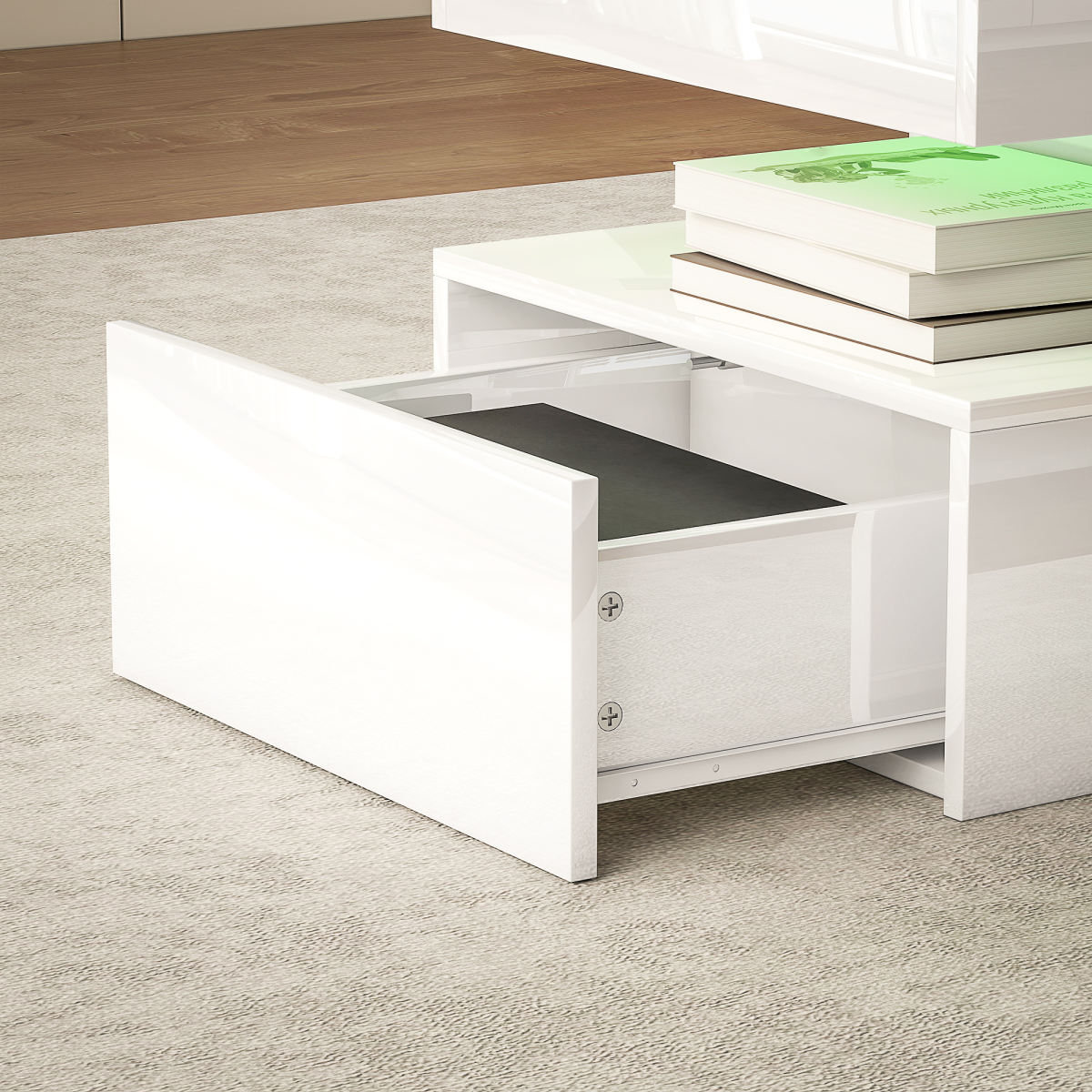 Glowing Elegance: LED Coffee Table with Storage & Modern Design