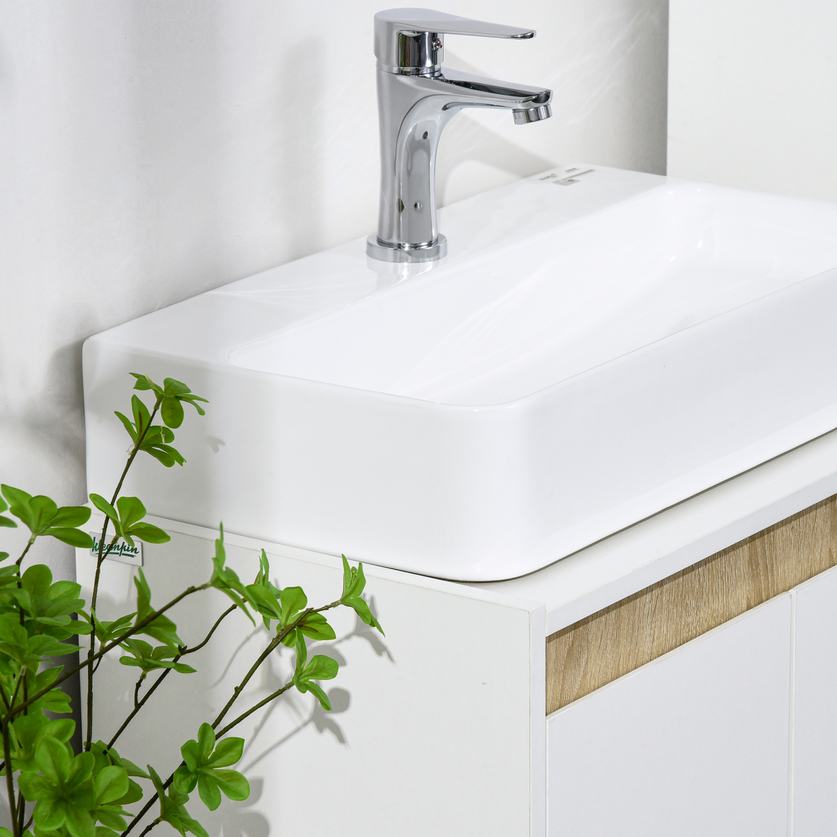 White Floor-Standing Under-Sink Cabinet with Double Doors