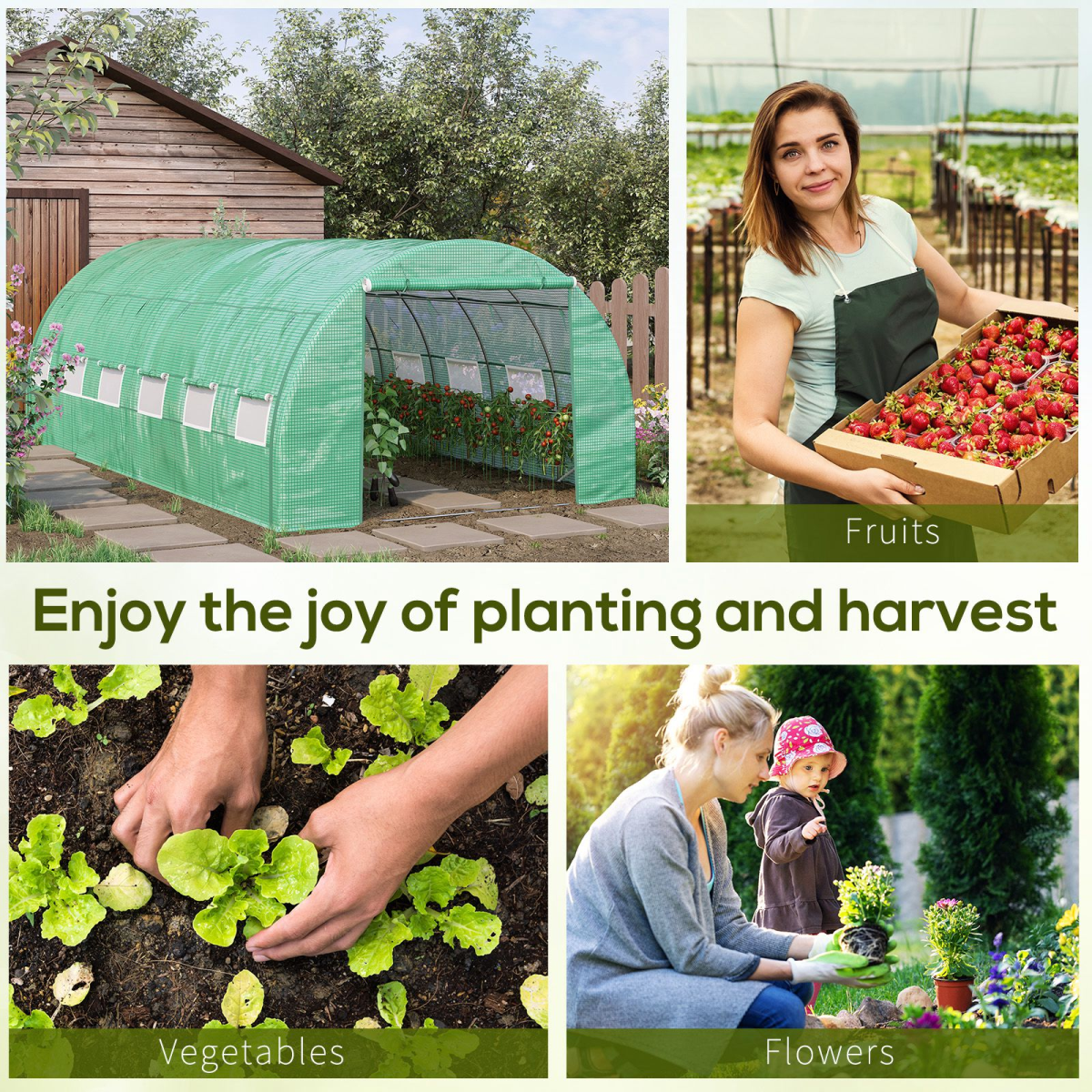 Sturdy 6x3x2m Greenhouse Polytunnel with Galvanised Steel Frame