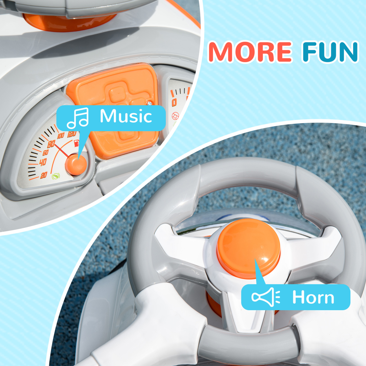 AIYAPLAY 3-in-1 Ride-On Push Car: Cartoon Robot with Light-Up Eyes