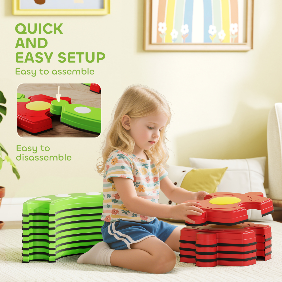 AIYAPLAY Stepping Stones Balance Beam for Kids - Indoor/Outdoor Sensory Toy