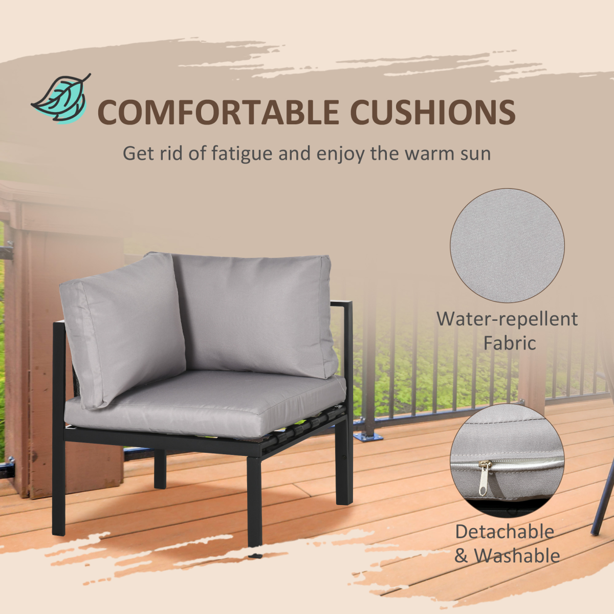 4-Piece Modular Garden Set: Corner or Linear Layout, Light Grey