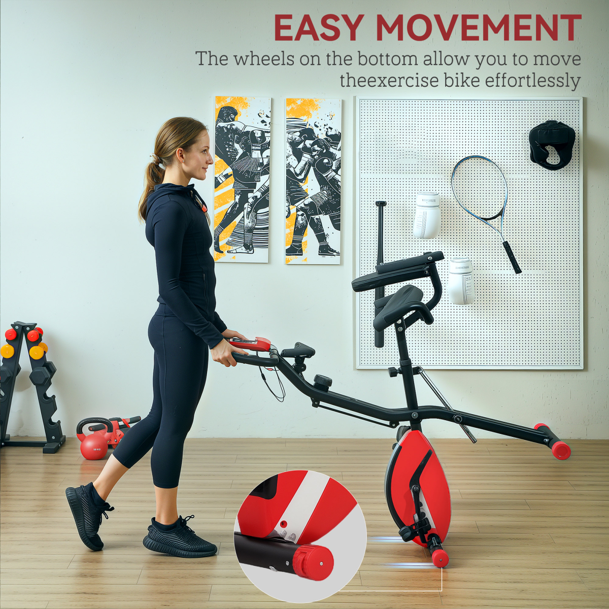 Transform Your Fitness: SPORTNOW Folding Exercise Bike with Arm Bands, Red