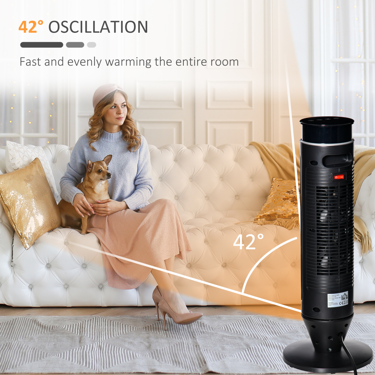 Smart Ceramic Oscillating Space Heater - Remote Control & 8-Hour Timer