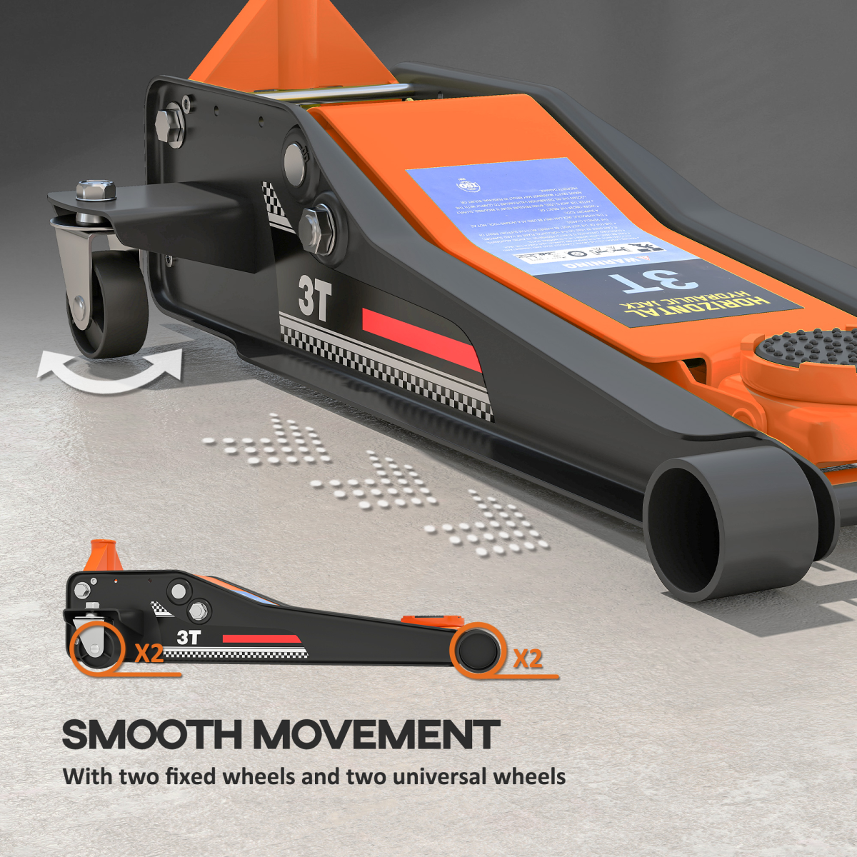 3 Ton Low Profile Hydraulic Trolley Jack - Lifts 7.5-50.5 cm!