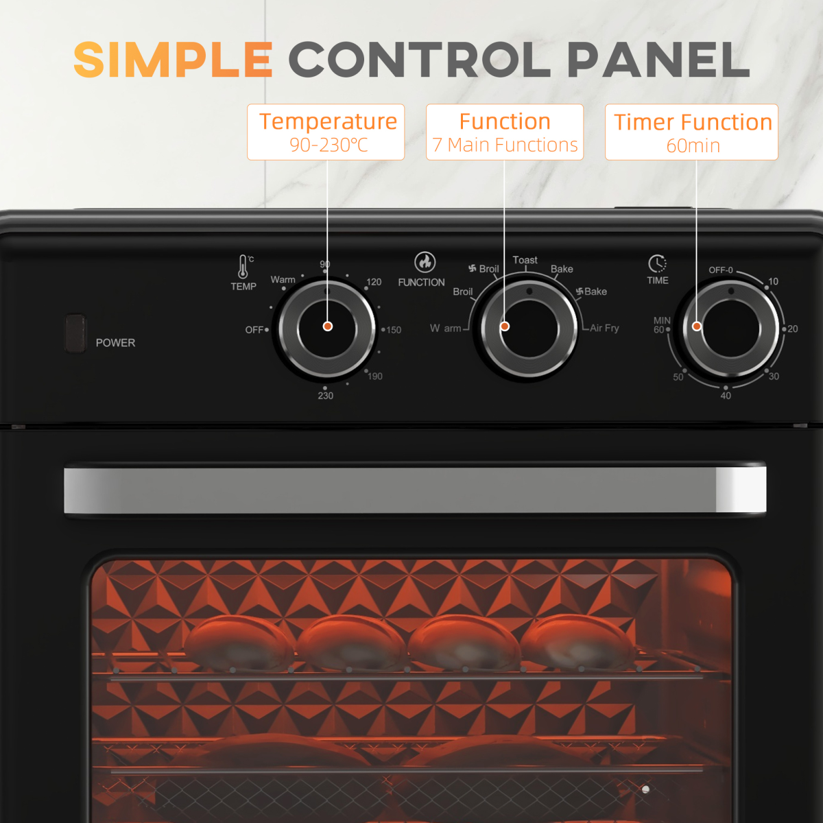 20L Retro Air Fryer Oven - Versatile Convection Cooking Power