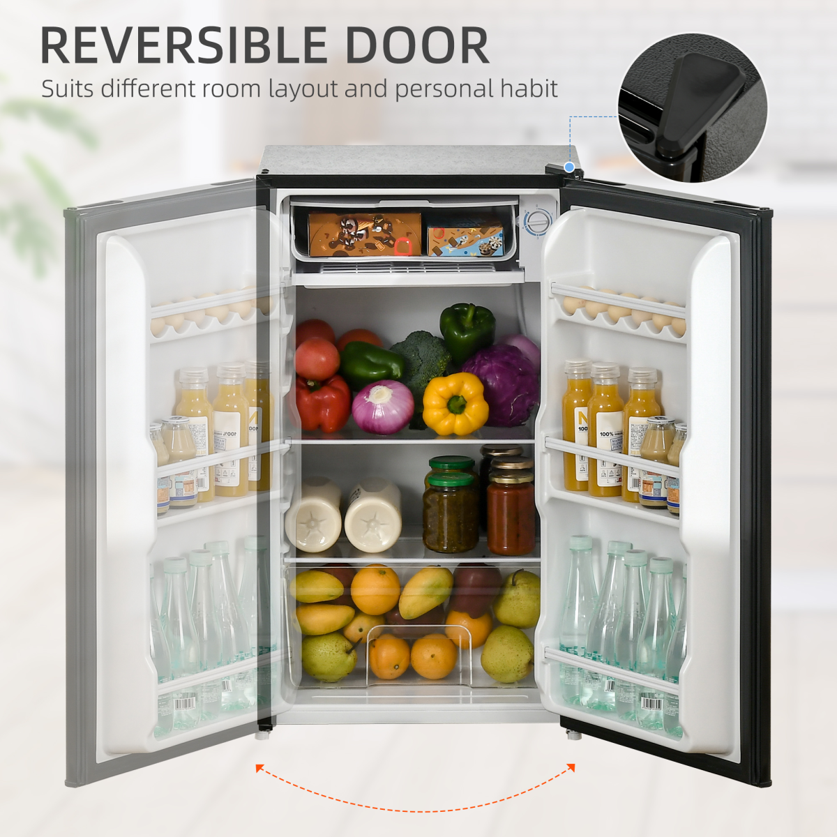 Compact 91L Under Counter Fridge with Chiller Box – Stylish & Versatile Black