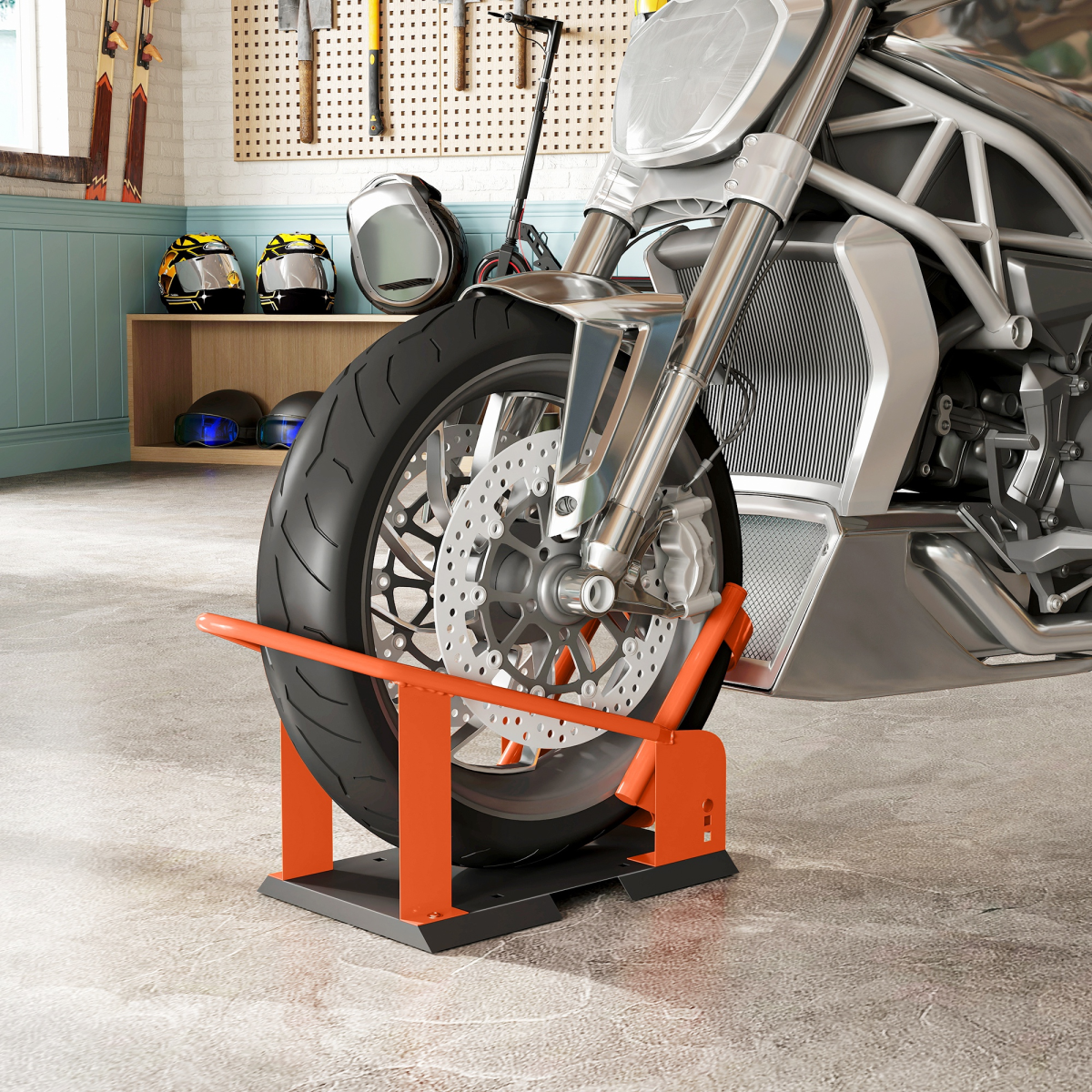 Heavy-Duty Motorcycle Wheel Chock - Secure & Adjustable Bike Holder