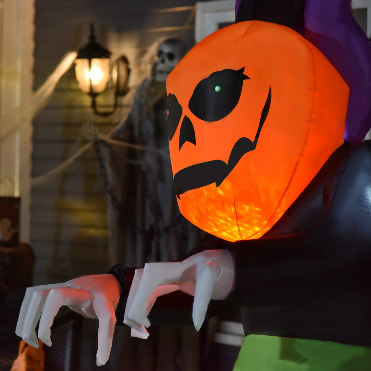 240cm Halloween Pumpkin Ghost Inflatable with LED Eyes - Outdoor Decor