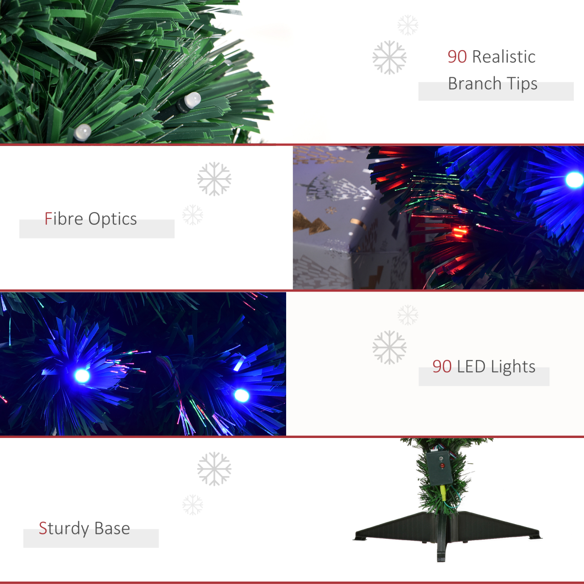 3ft Prelit Artificial Christmas Tree with Multicolor Fiber Optic LEDs Green