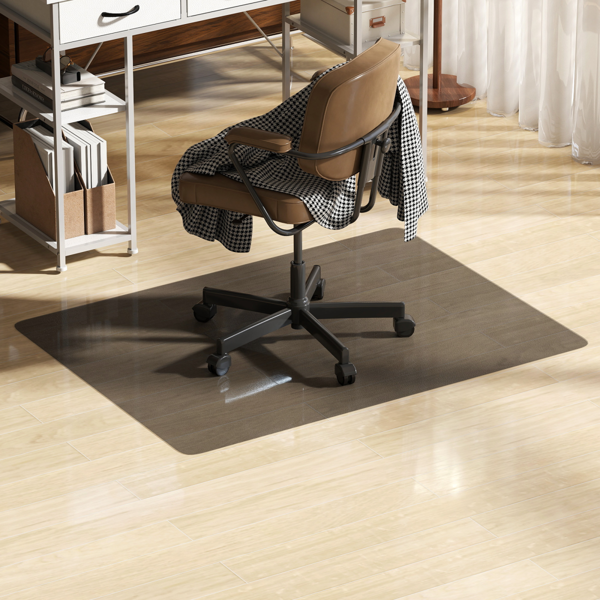 Shield & Glide: Non-Slip Frosted Chair Mat for Hard Floors - Black