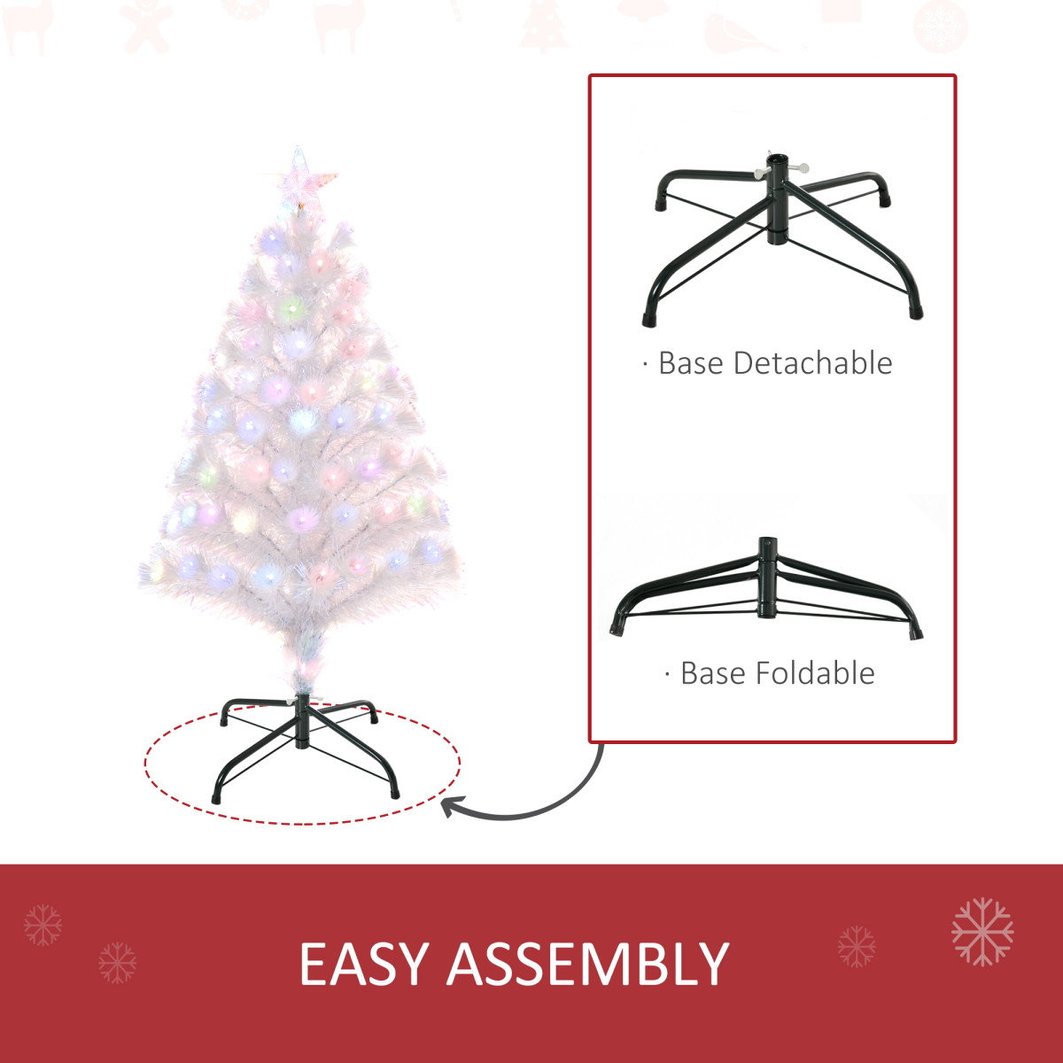 3ft Pre-Lit Artificial Christmas Tree with Fibre Optic LEDs - Xmas White