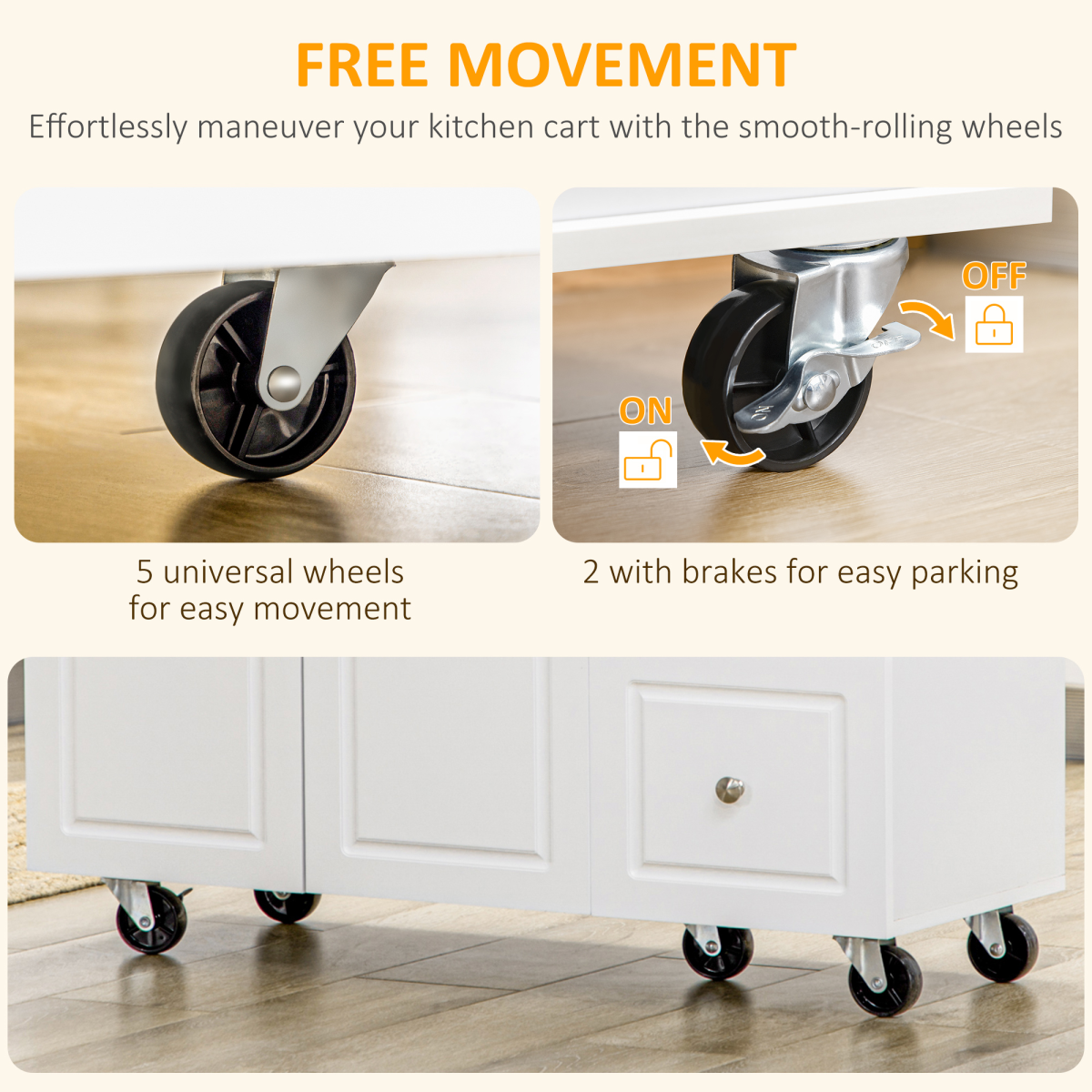 Versatile Drop-Leaf Kitchen Island on Wheels: Stylish Storage & Easy Mobility