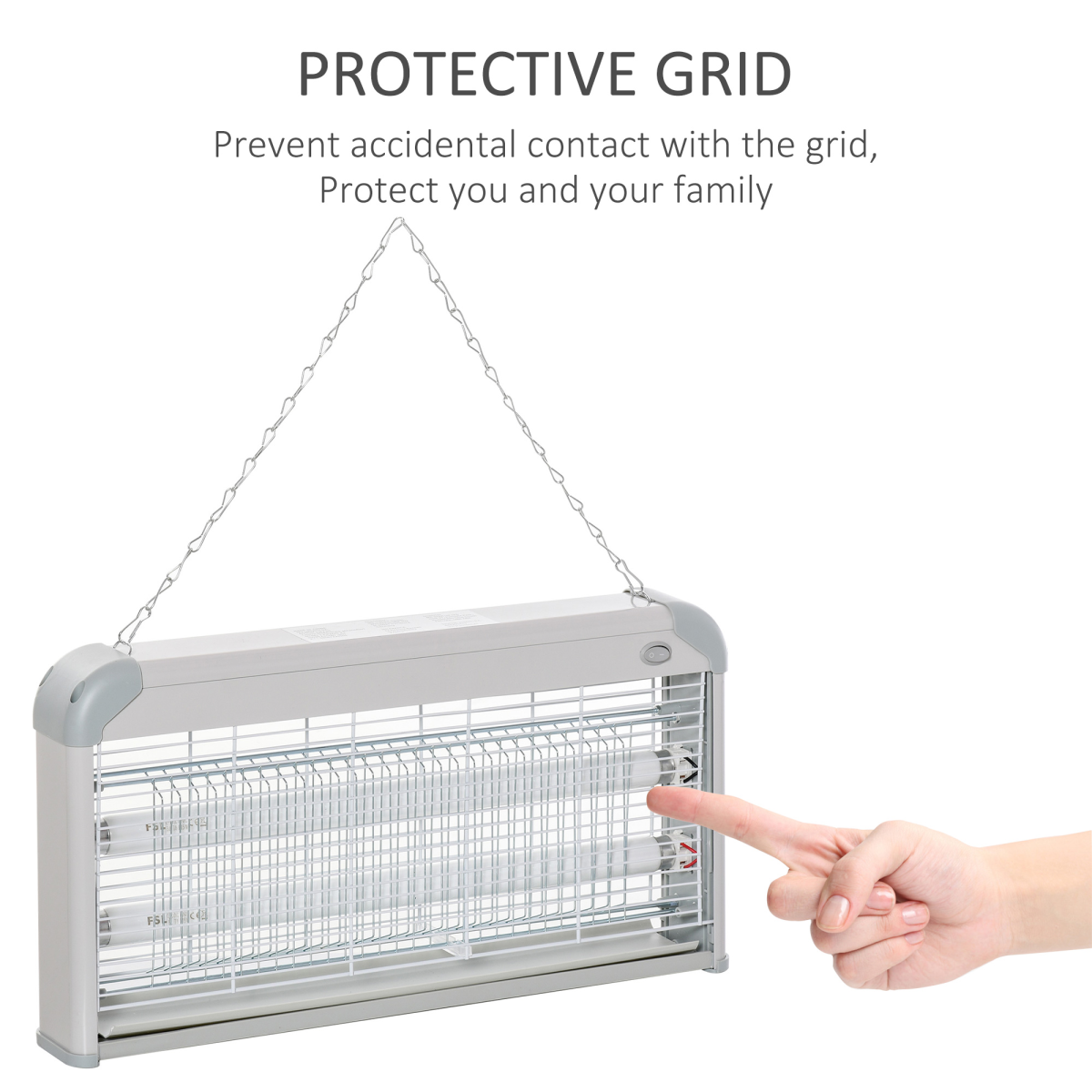 30W LED Mosquito Killer Lamp - Wall-Mounted Insect Zapper (Steel-Grey)