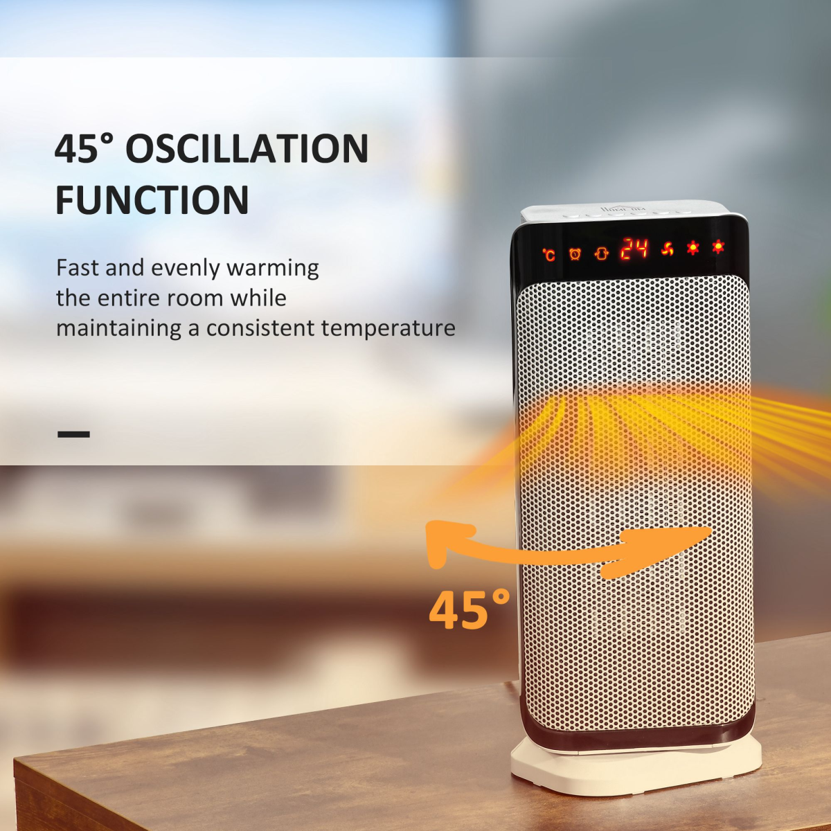 Oscillating Ceramic Space Heater: Portable Comfort with 3 Heating Modes