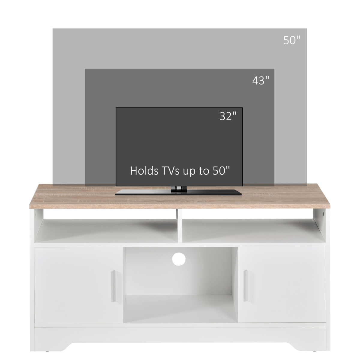 Stylish 42" Home Office TV Stand with Cabinets & Open Shelves - Versatile Storage