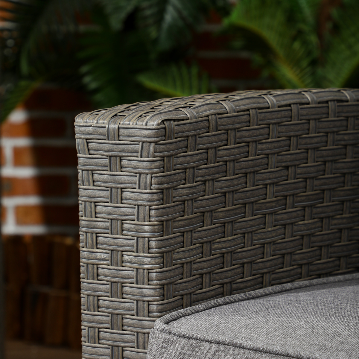 4-Piece Rattan Garden Set: Loveseat, 2 Armchairs, Glass Table, Grey