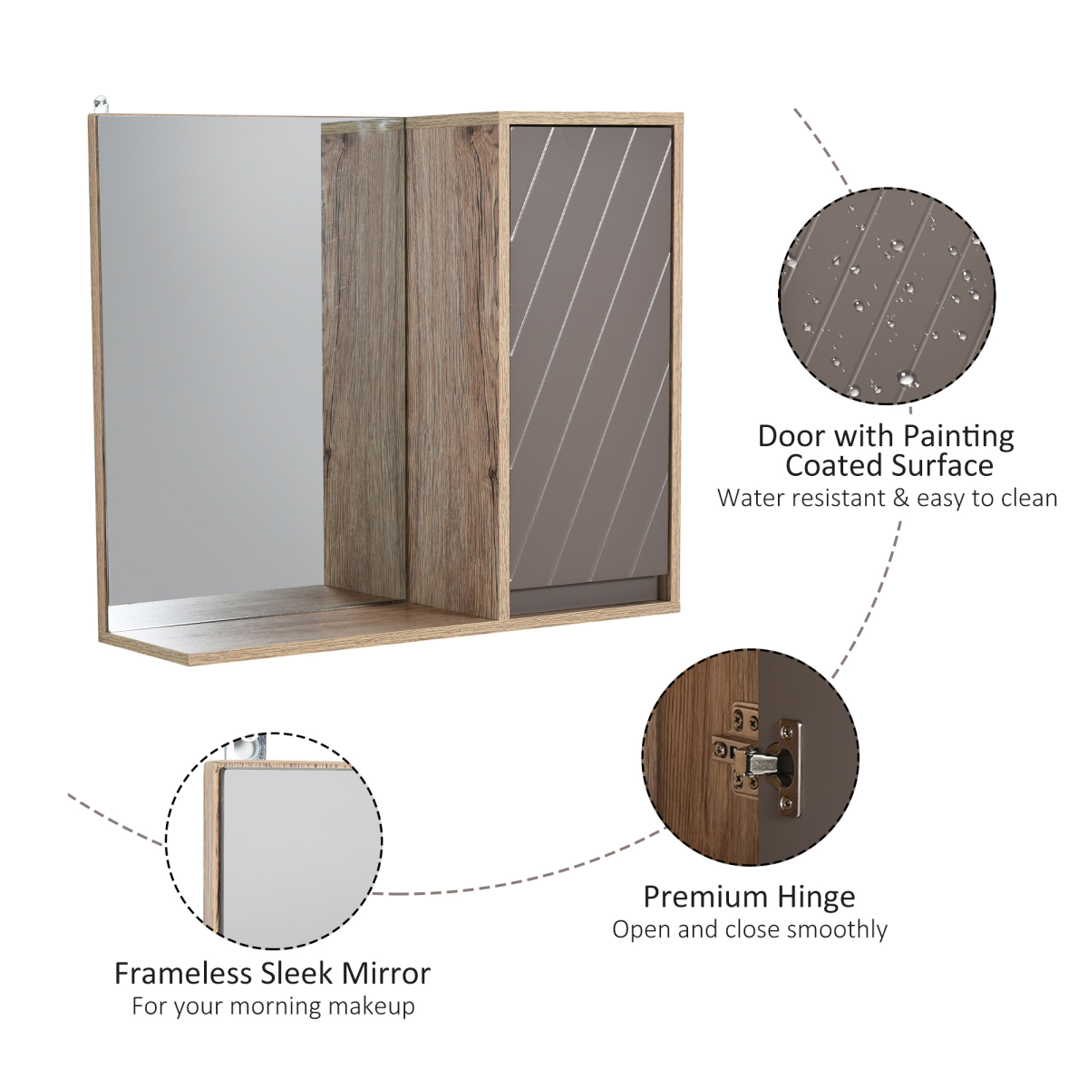 Elegance Meets Utility: 49x57cm Wall-Mounted Bathroom Cabinet & Mirror Shelf