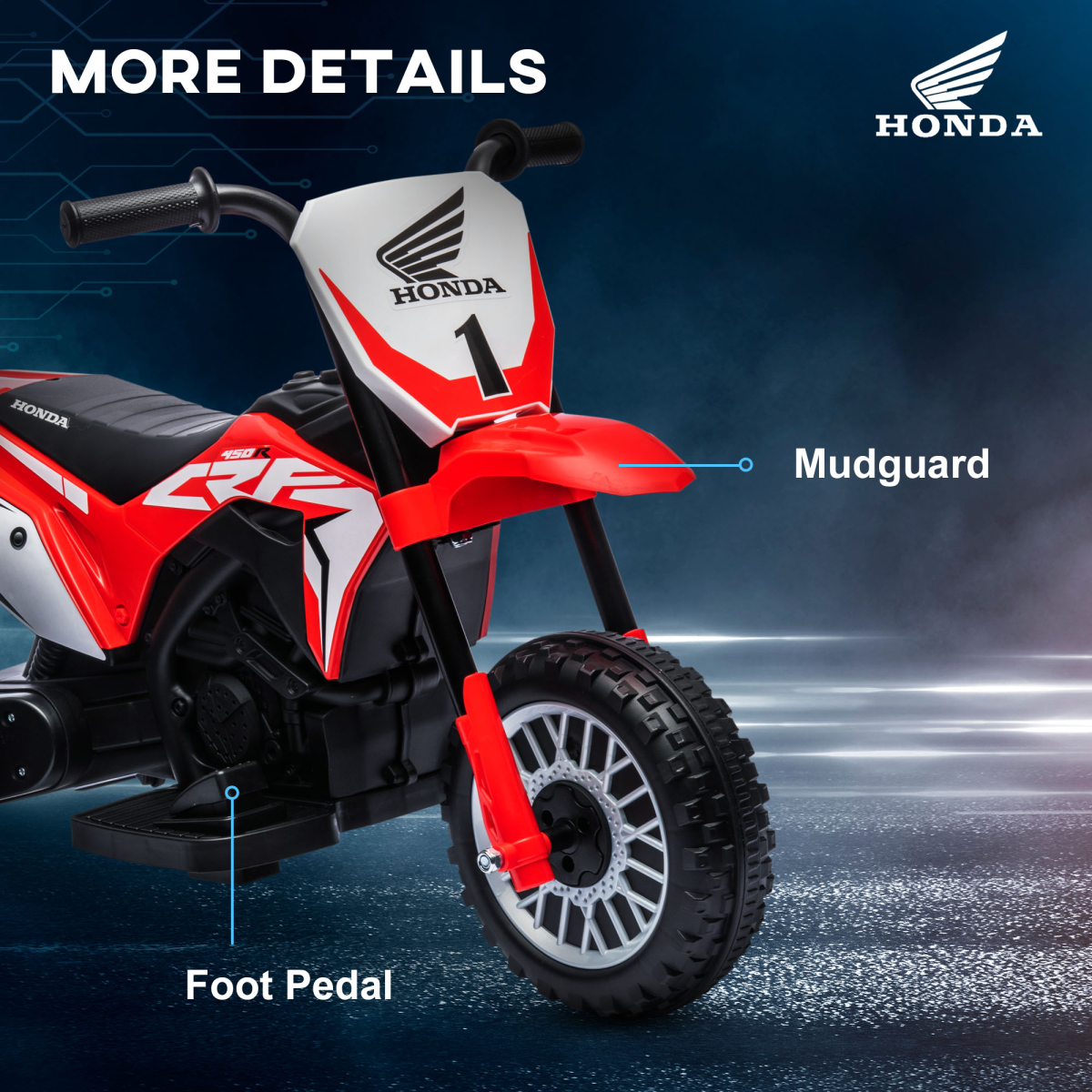Licensed 6V Honda CRF450RL Kids Electric Ride-On Motorbike - Red