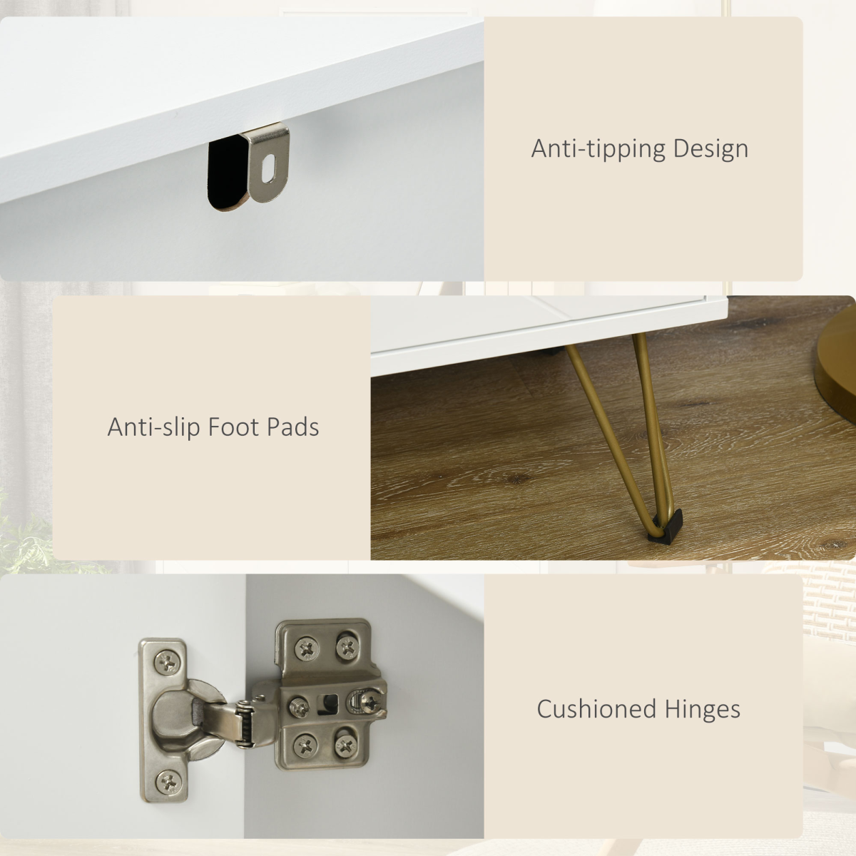 Elegant Freestanding Storage Cabinet with Adjustable Shelves