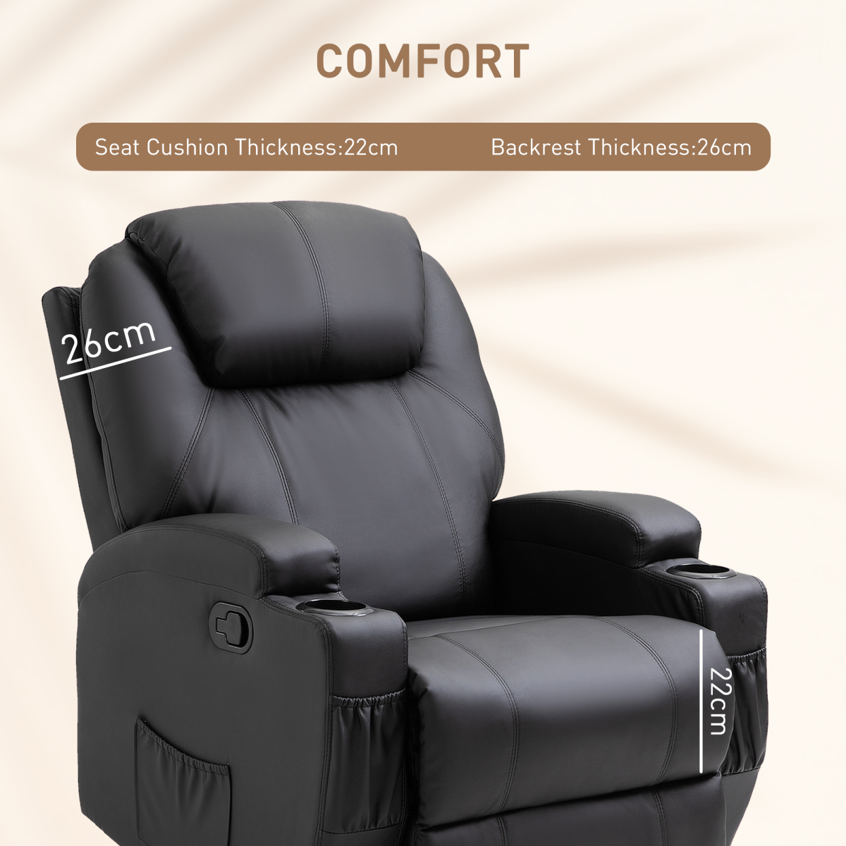 Faux Leather 8-Point Vibration Massage Recliner Sofa with Remote