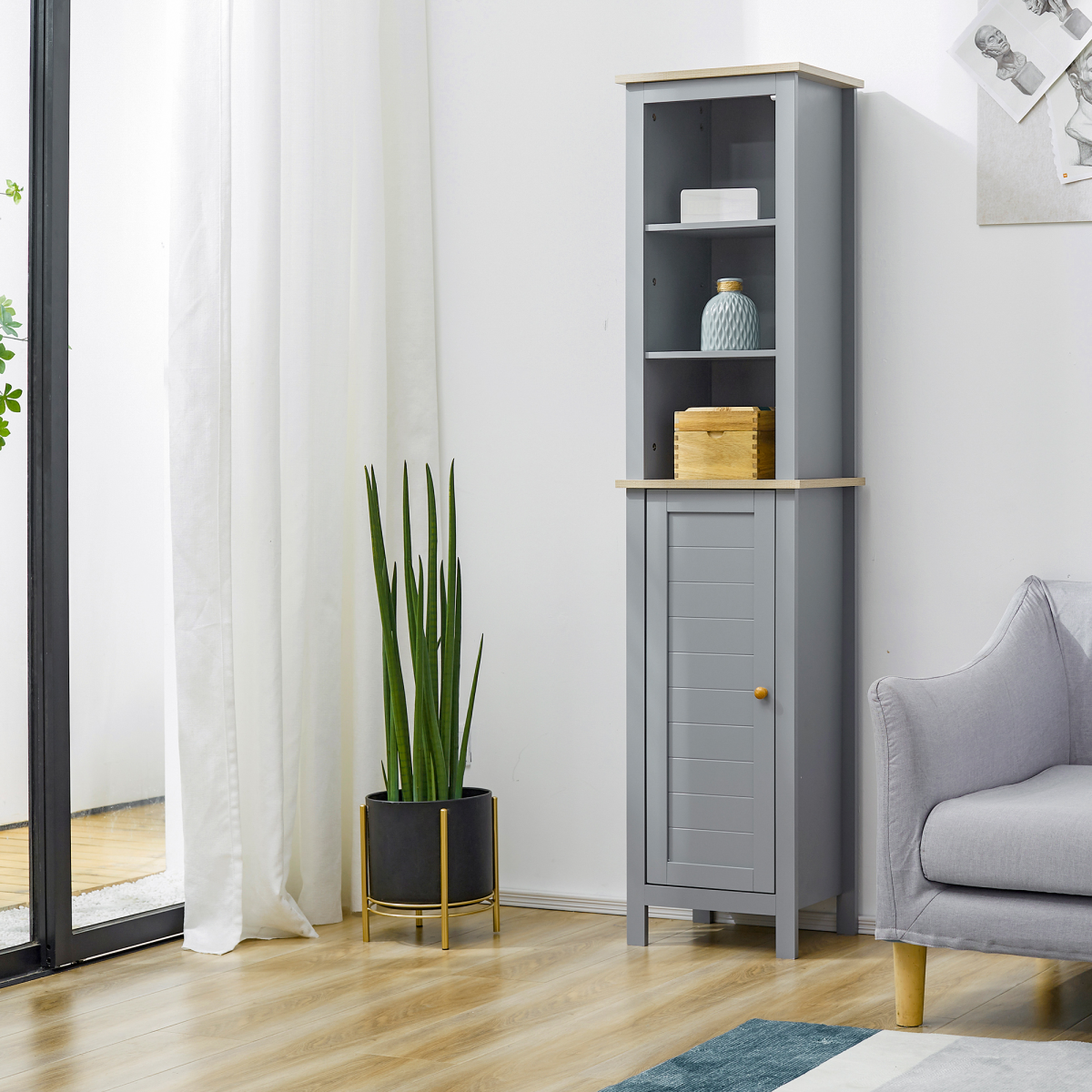 Maximize Space with Kleankin Tall Bathroom Storage Cabinet - Adjustable & Stylish!