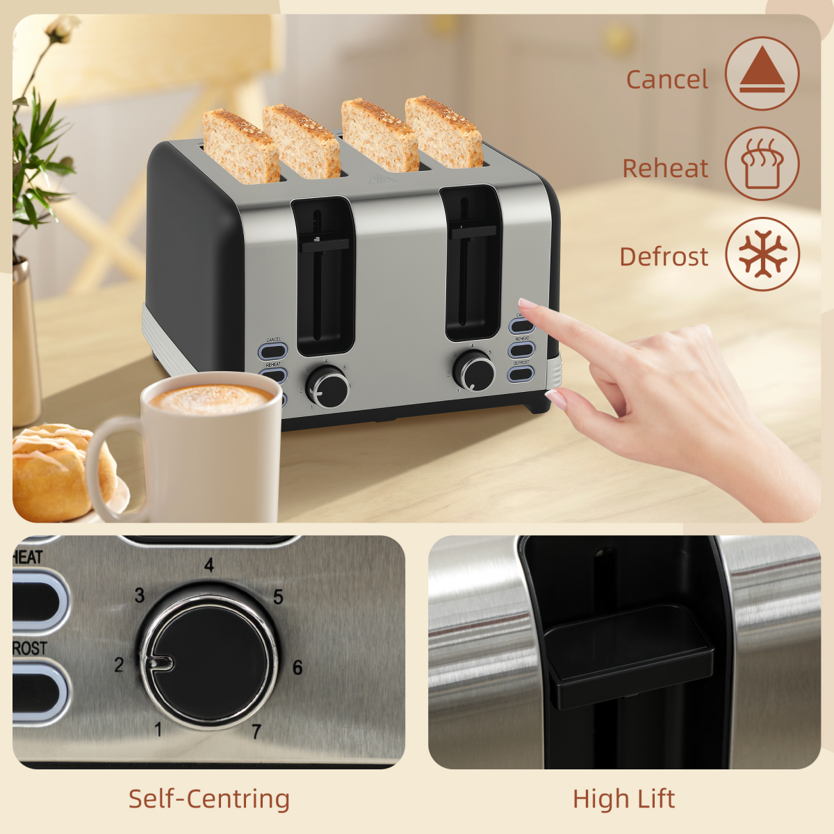 1.7L Quick Boil Kettle & 4-Slice Toaster Set - Black Breakfast Duo!