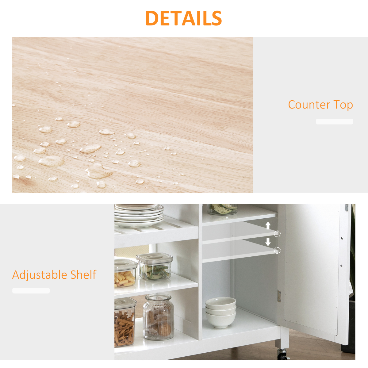 Versatile Rolling Kitchen Cart with Storage Drawer & Towel Rack - White