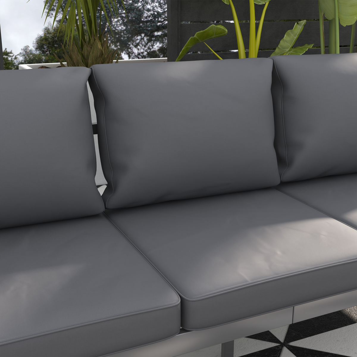 3-Seater Aluminium Garden Bench with Cushions - Grey