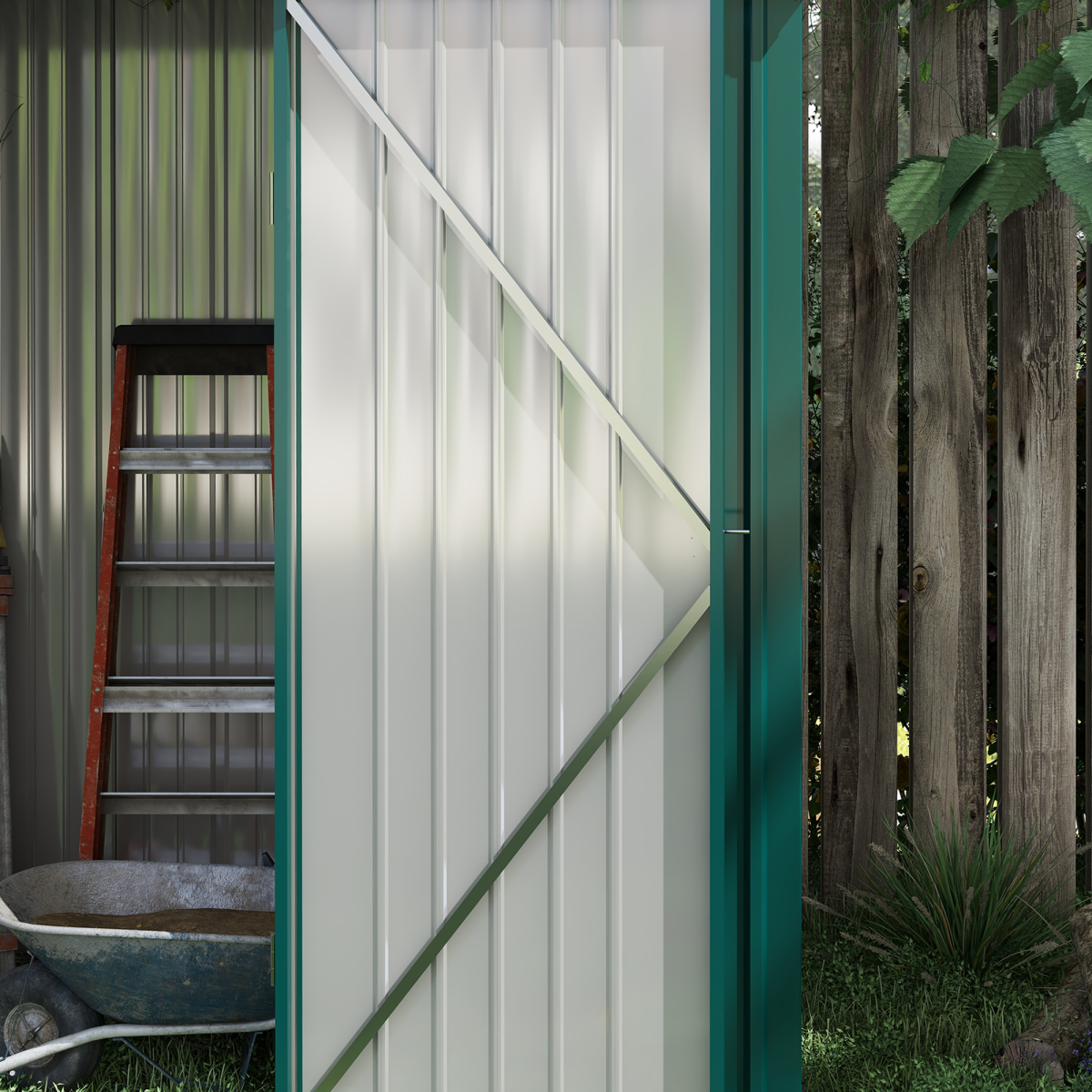 Steel Garden Shed with Lockable Door - Large, Weatherproof, Green
