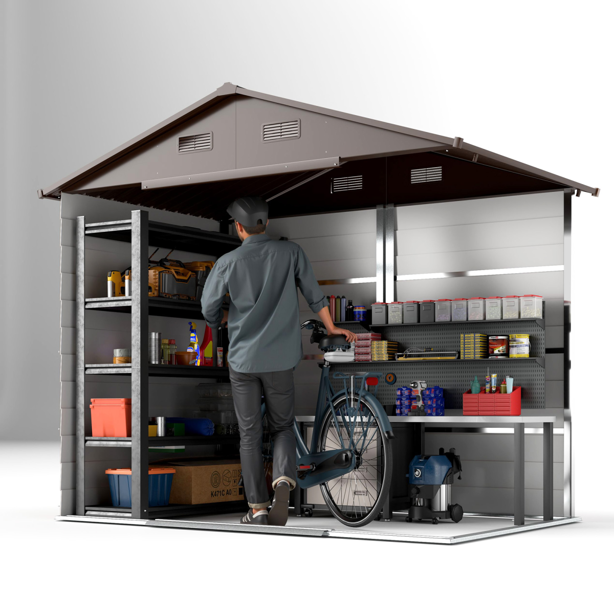 7.7x6.4ft Stylish Garden Shed with Sliding Door - Durable Storage Solution