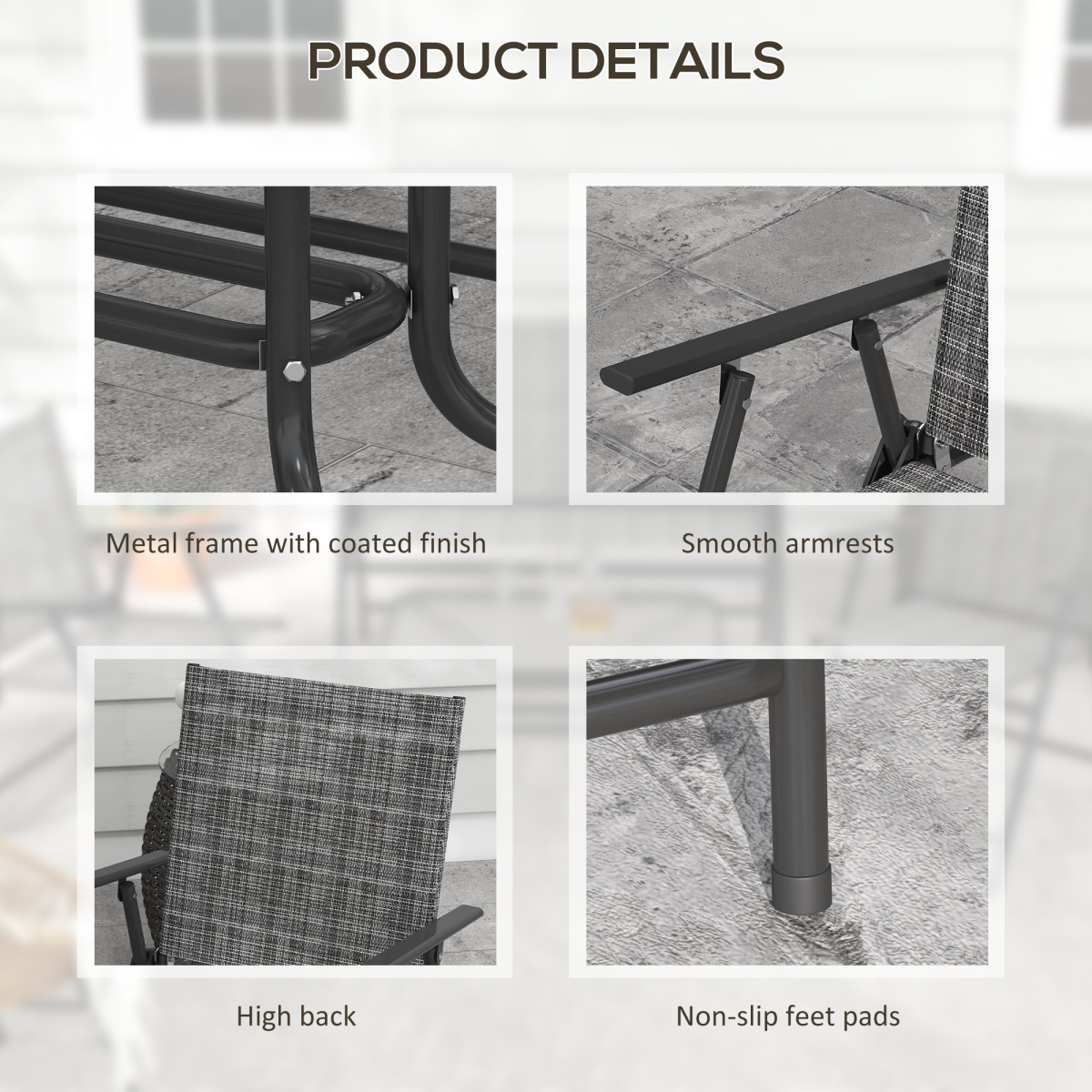 4-Piece Patio Set: Table, 2 Foldable Chairs & Loveseat