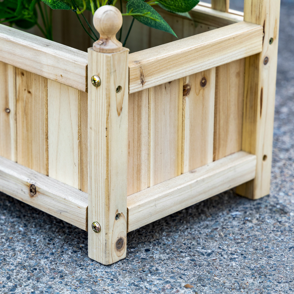 Raised Garden Bed with Trellis - Indoor/Outdoor Natural Fir Wood