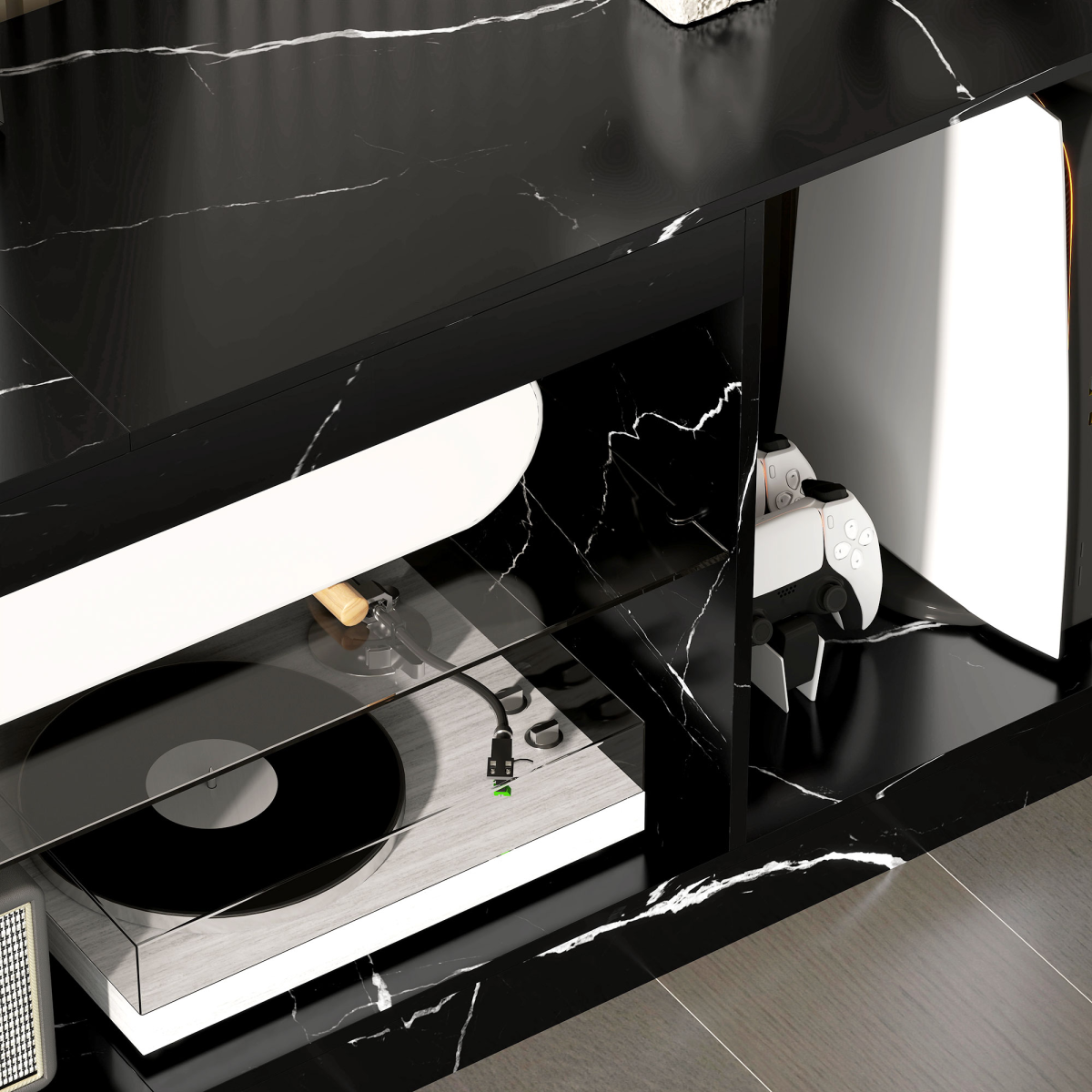 Chic Marble Effect TV Stand for 55" TVs - Stylish & Functional Design