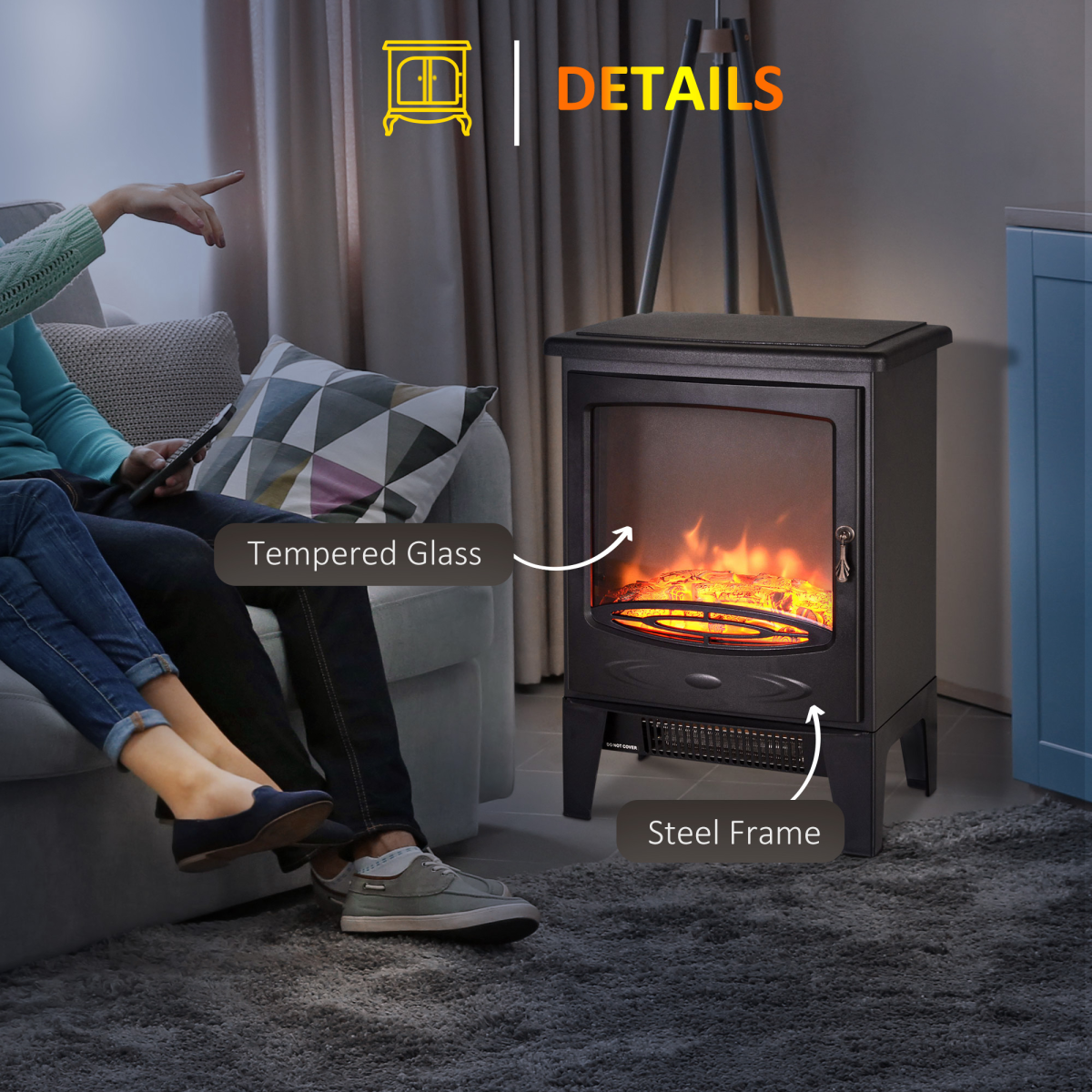 CozyGlow Electric Fireplace: Stylish Freestanding Heater with Faux Flame Effect