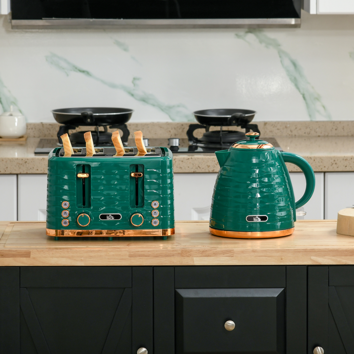 Kettle and Toaster Set 1.7L Rapid Boil Kettle & 4 Slice Toaster Green