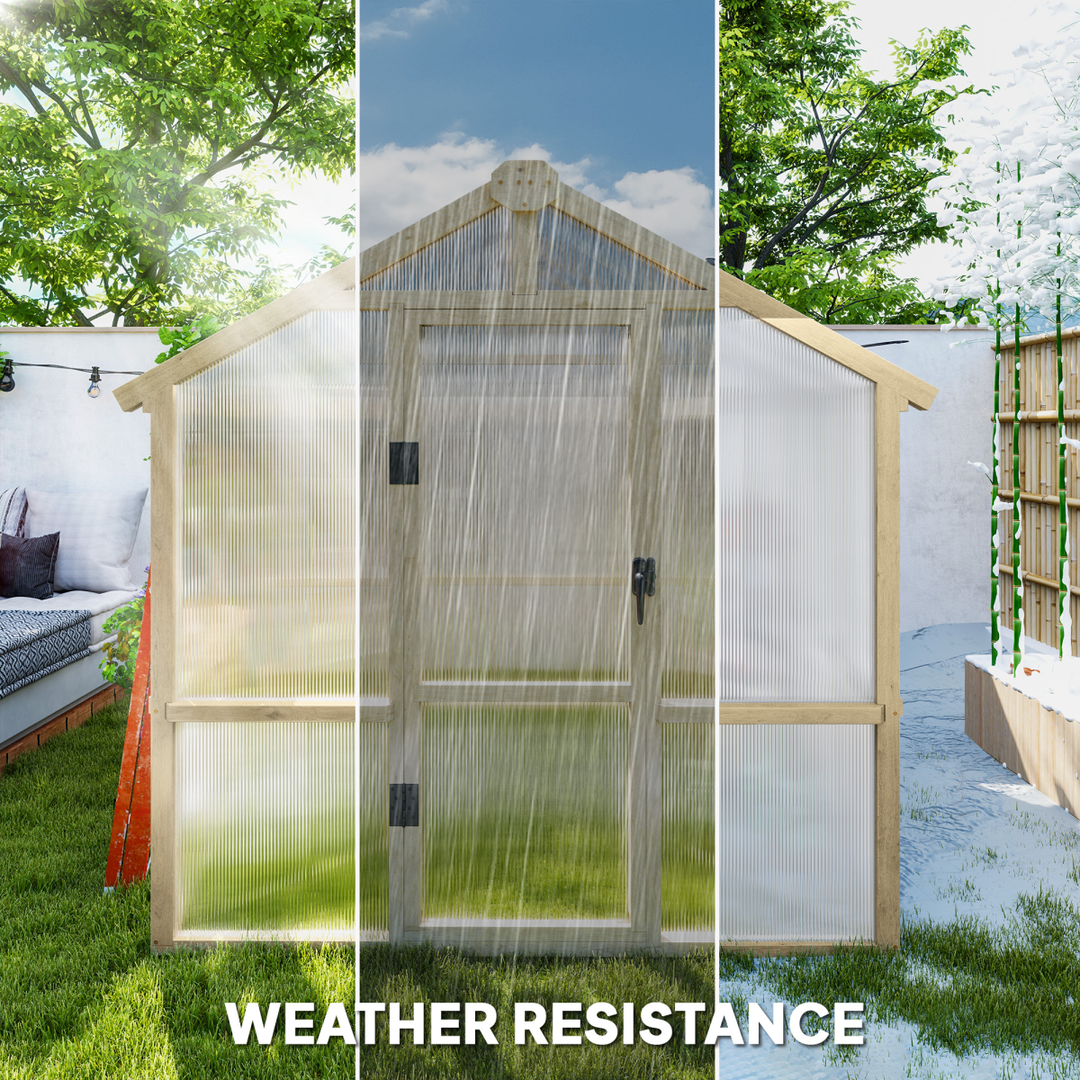 6.6x6ft Wooden Greenhouse with Lockable Door – Grow Year-Round!