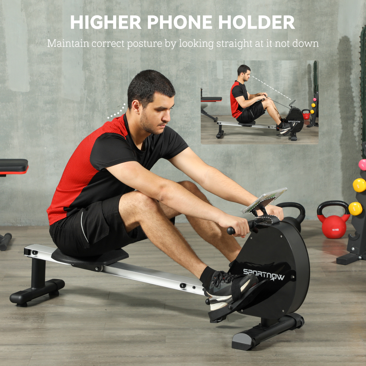 SPORTNOW Foldable Magnetic Rowing Machine - Smooth Glide & Space-Saving