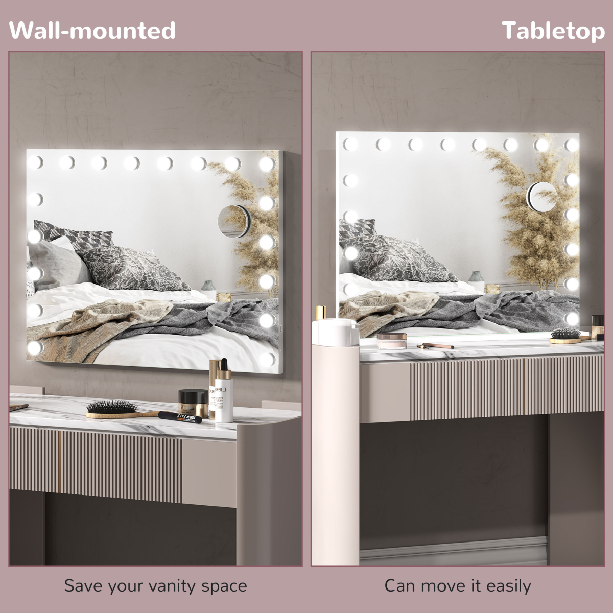 RadiantGlow LED Vanity Mirror: 10X Magnification, USB Port & 3 Lighting Modes