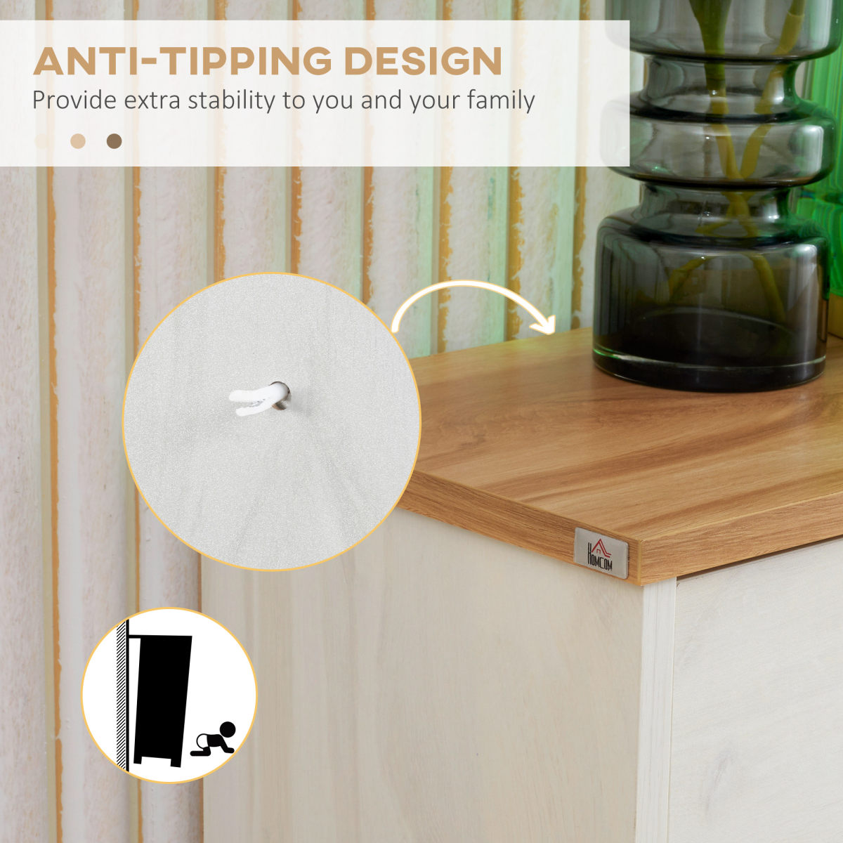 Slim Shoe Storage Cabinet - 12 Pair Capacity with 3 Adjustable Flip Drawers