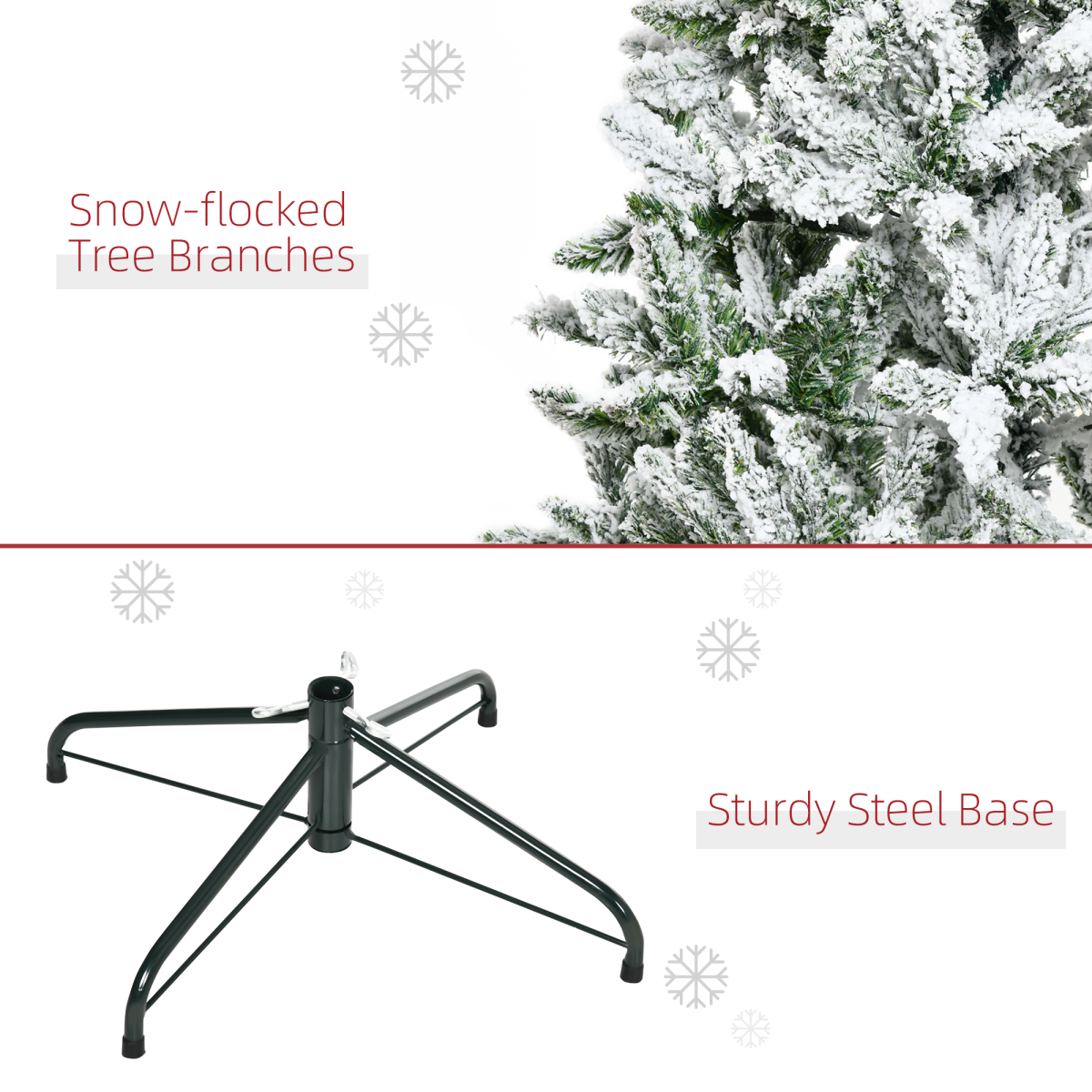 6ft Snow-Flocked Artificial Christmas Tree with Realistic Branch Tips