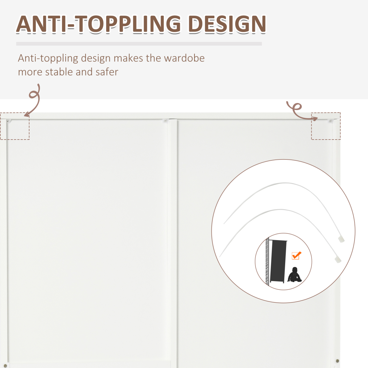 Elegant 2-Door White Wardrobe with Mirror, Adjustable Shelves & 3 Drawers