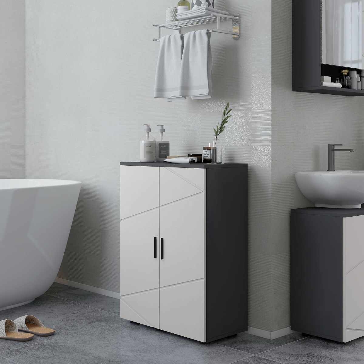 Kleankin Elegant Small Bathroom Storage Cabinet with Soft Close Doors