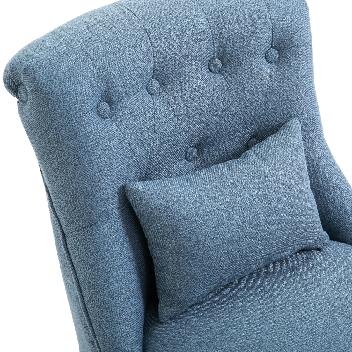 Fabric Upholstered Dining Chair with Pillow, Solid Wood Legs for Living Room