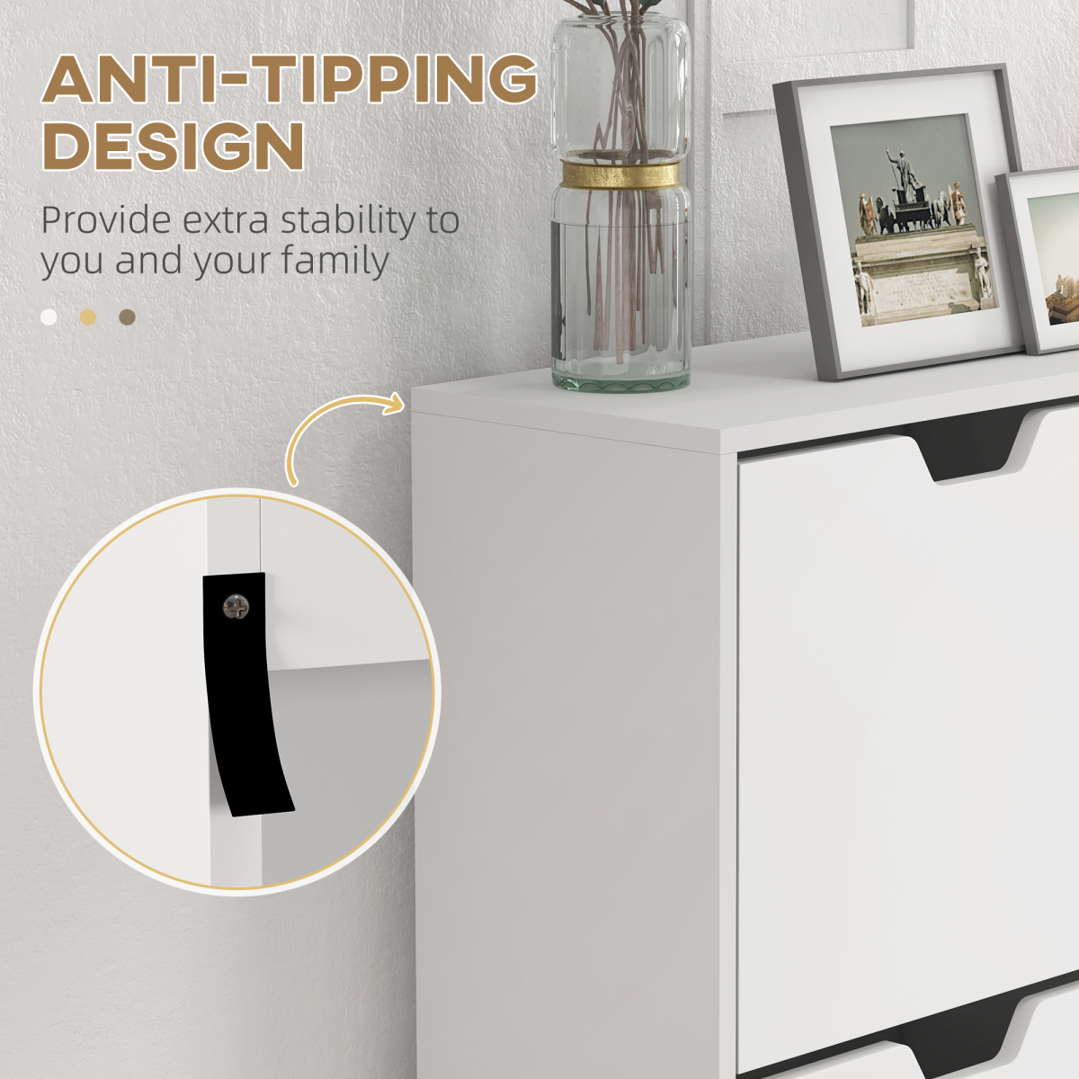 Stylish Shoe Storage Cabinet - 4 Flip Drawers for 16 Pairs, Modern White