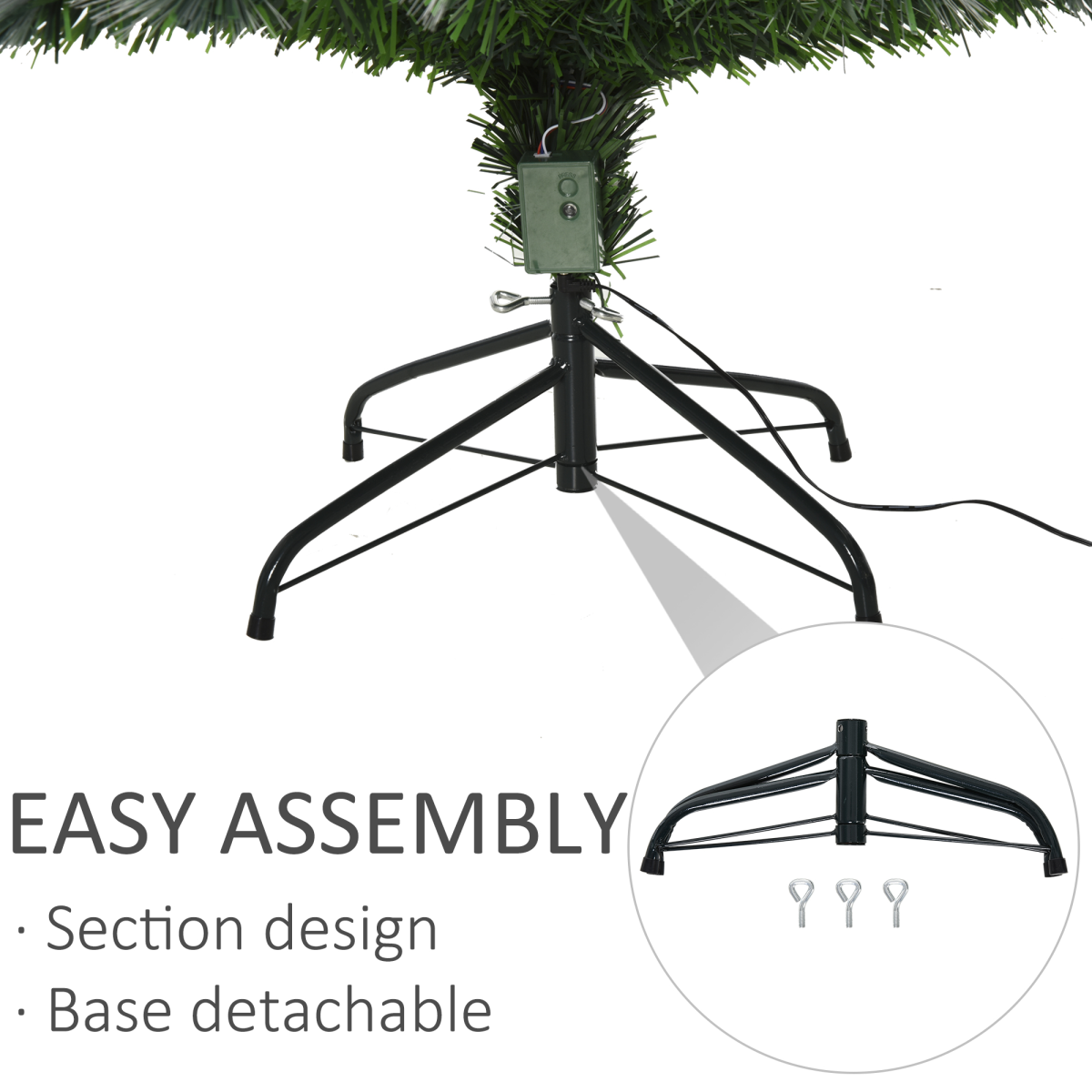 6ft White LED Christmas Tree with Star Topper, Tri-Base, Pre-Lit