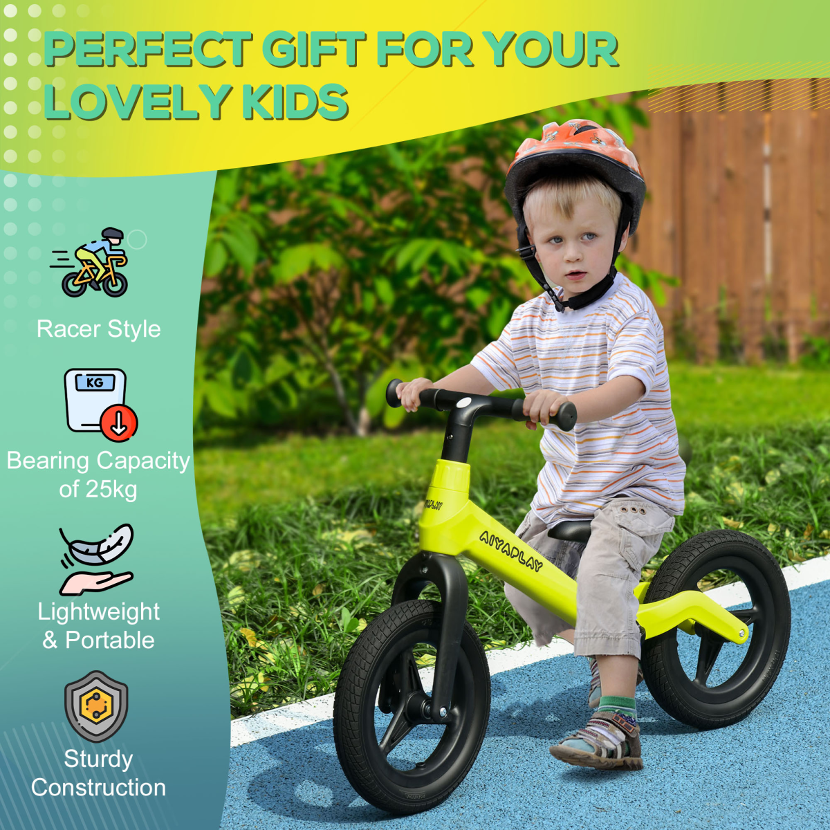 Green Adjustable Baby Balance Bike - Seat & Handlebar, 2-6 Years