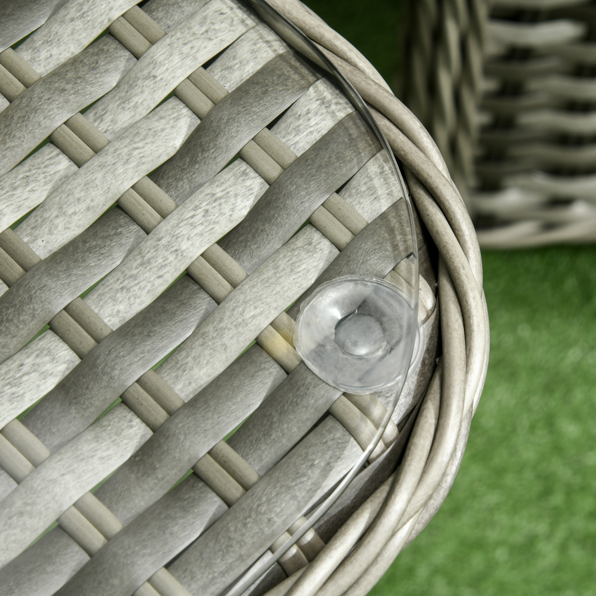 4-Piece Rattan Garden Sofa Set with Cushioned Seats & Glass Table
