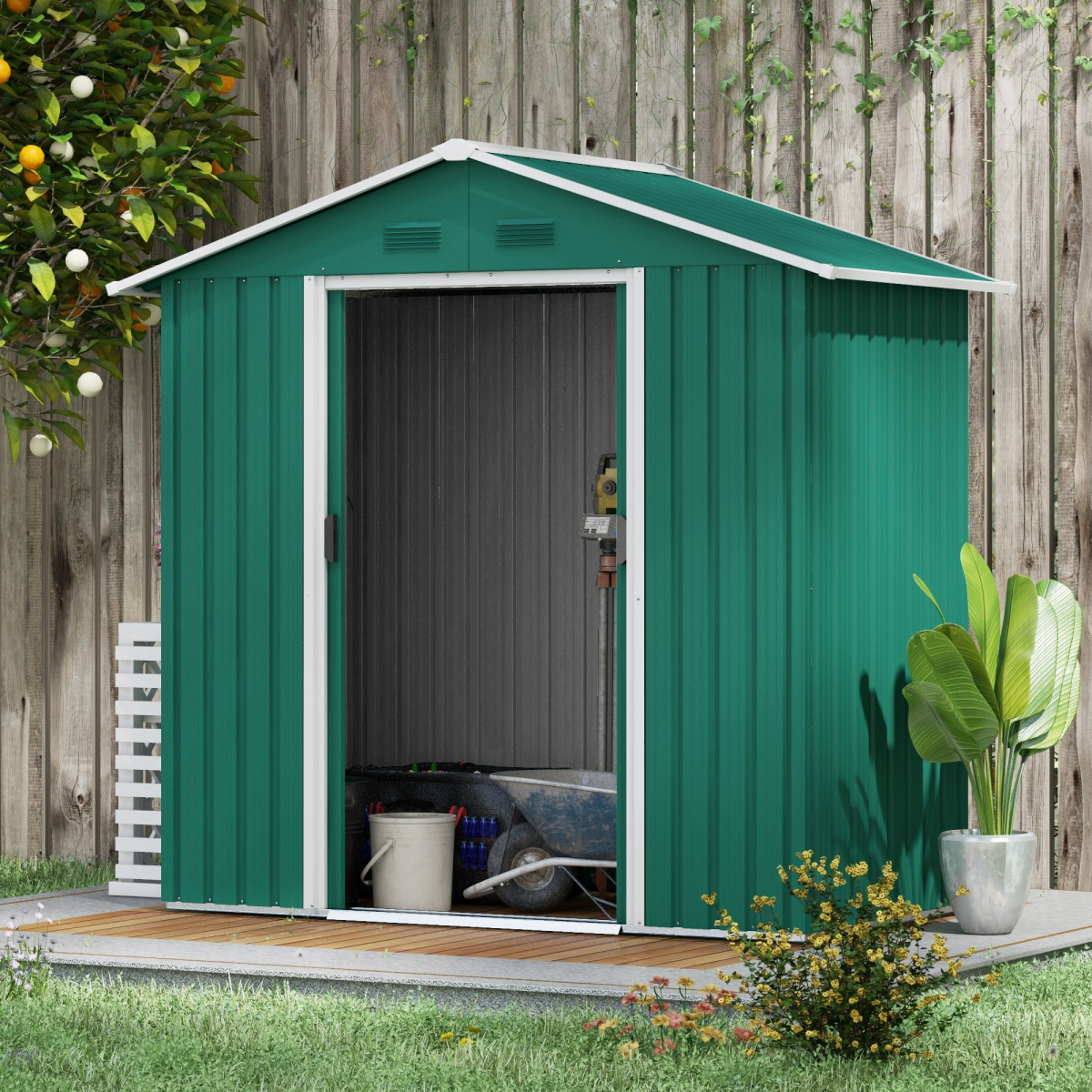 6.5x3.5ft Metal Garden Shed - Rainproof, Lockable, Double Doors