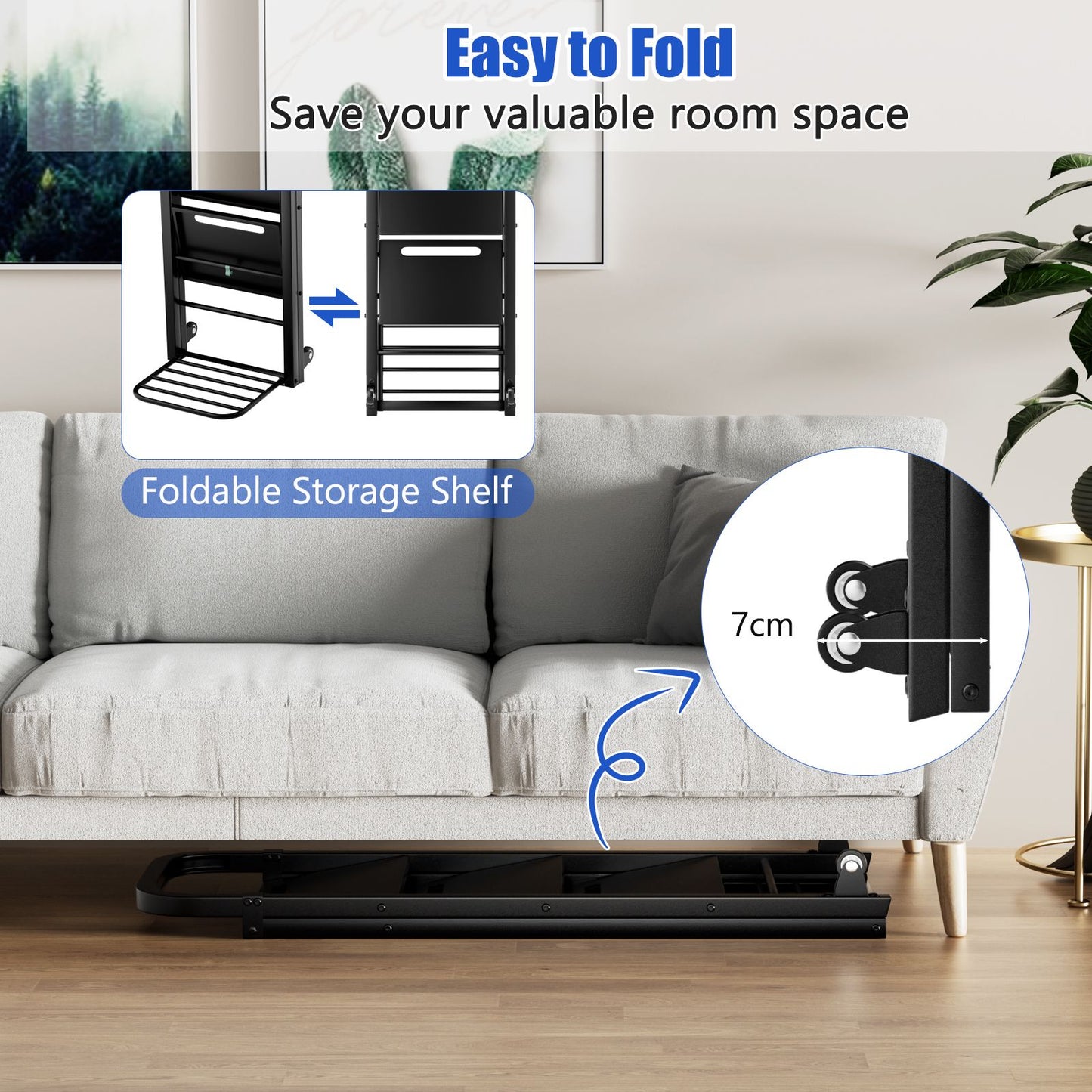 2-In-1 Hand Truck and Ladder Foldable 3-Step Ladder with Non-Slip Wide Pedals